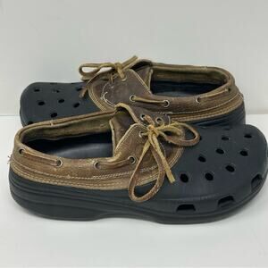 CROCS Men’s Pit Crew Boat Shoe - Black & Brown